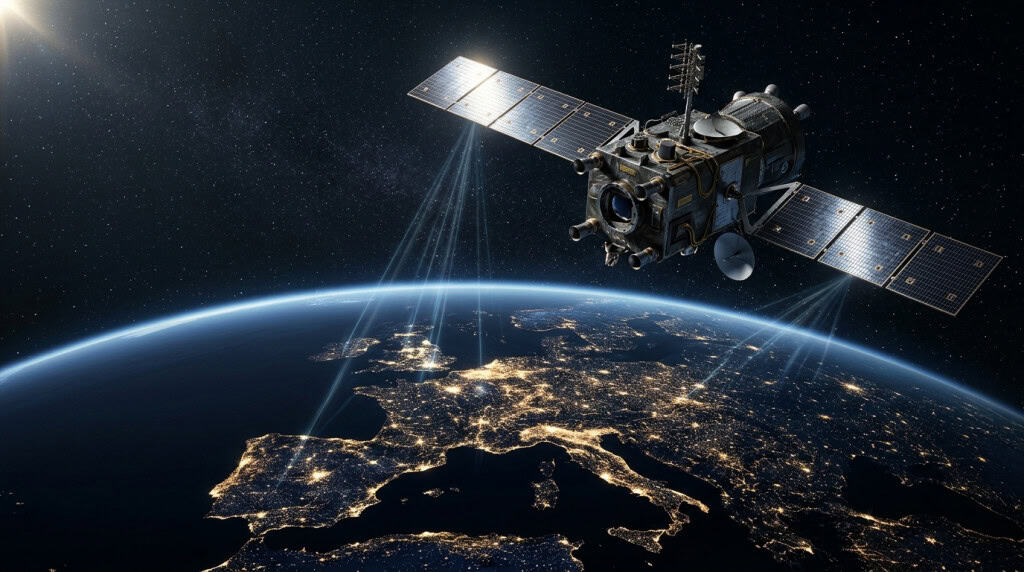 Satélite militar monitorando a Europa