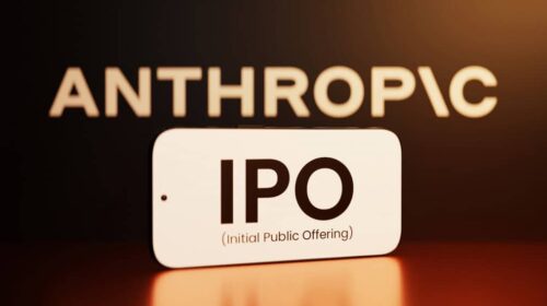 Logo da Anthropic acima; à frente, dizeres