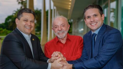 Alcolumbre, Lula e Motta no Alvorada
